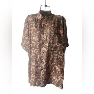 Casual Pink and Brown Floral Men's Shirt